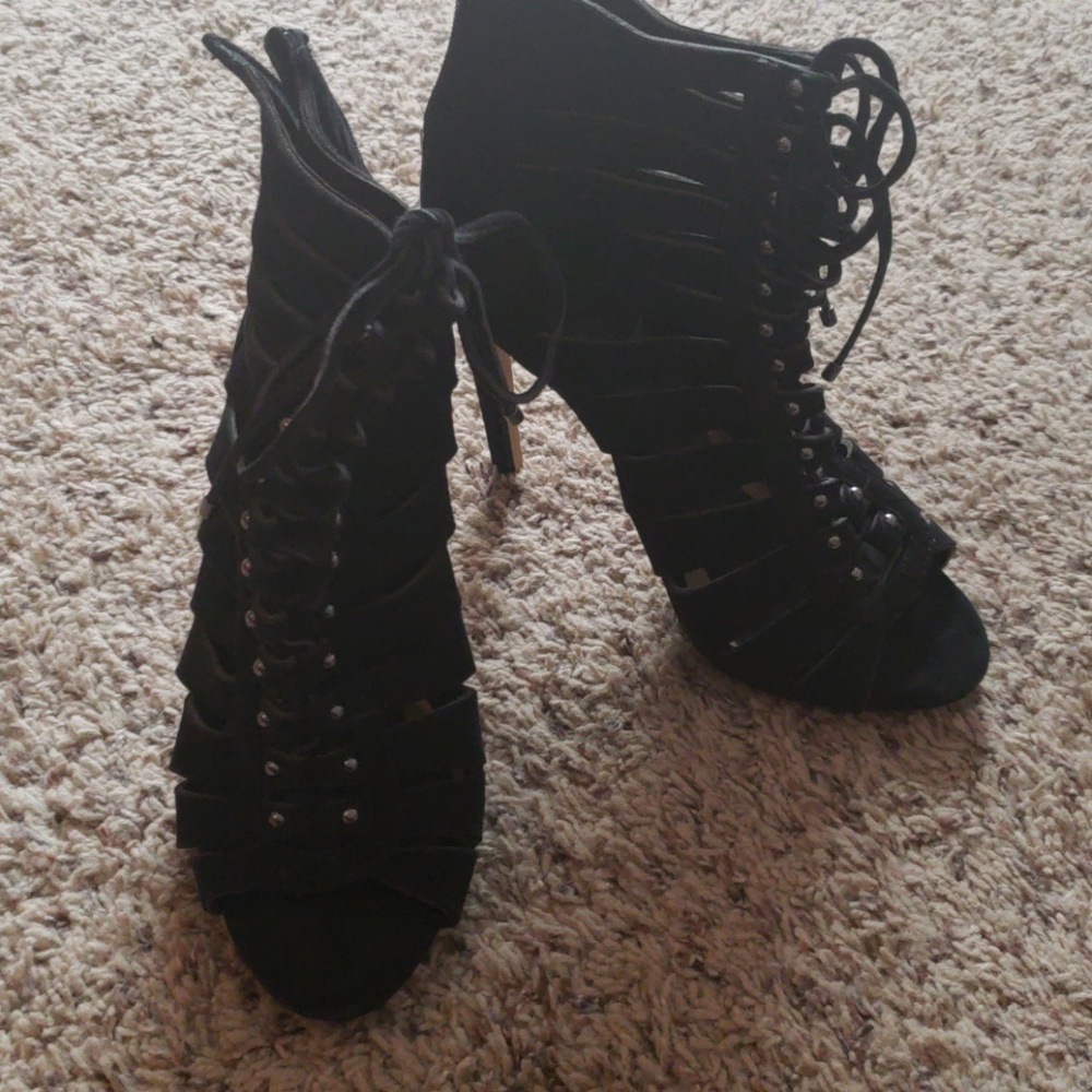 Black lace up heels